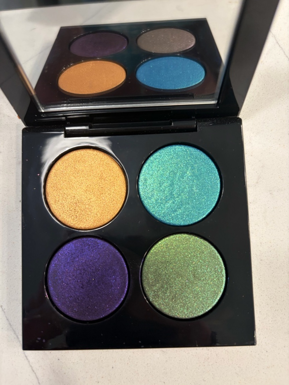Pat McGrath Shimmer Eyeshadow Quad – Gold, Teal, Purple, Green